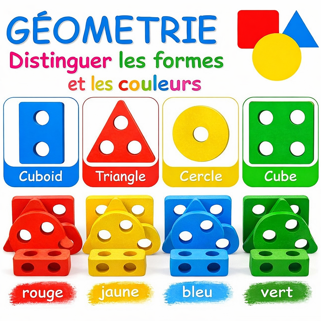 Jouets de tri et d'empilage en bois Montessori