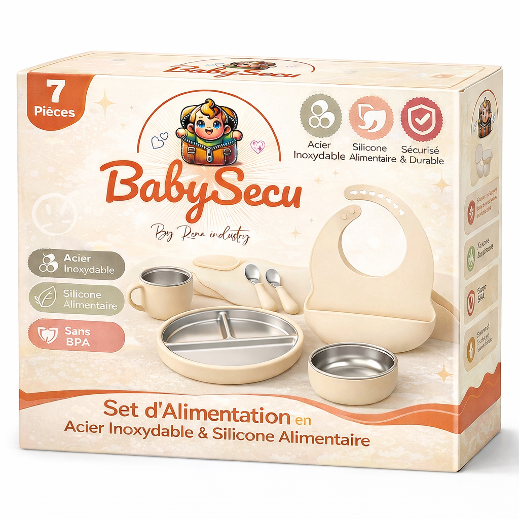 Set d'alimentation 7 pièces  (acier inoxydable et Silicone)