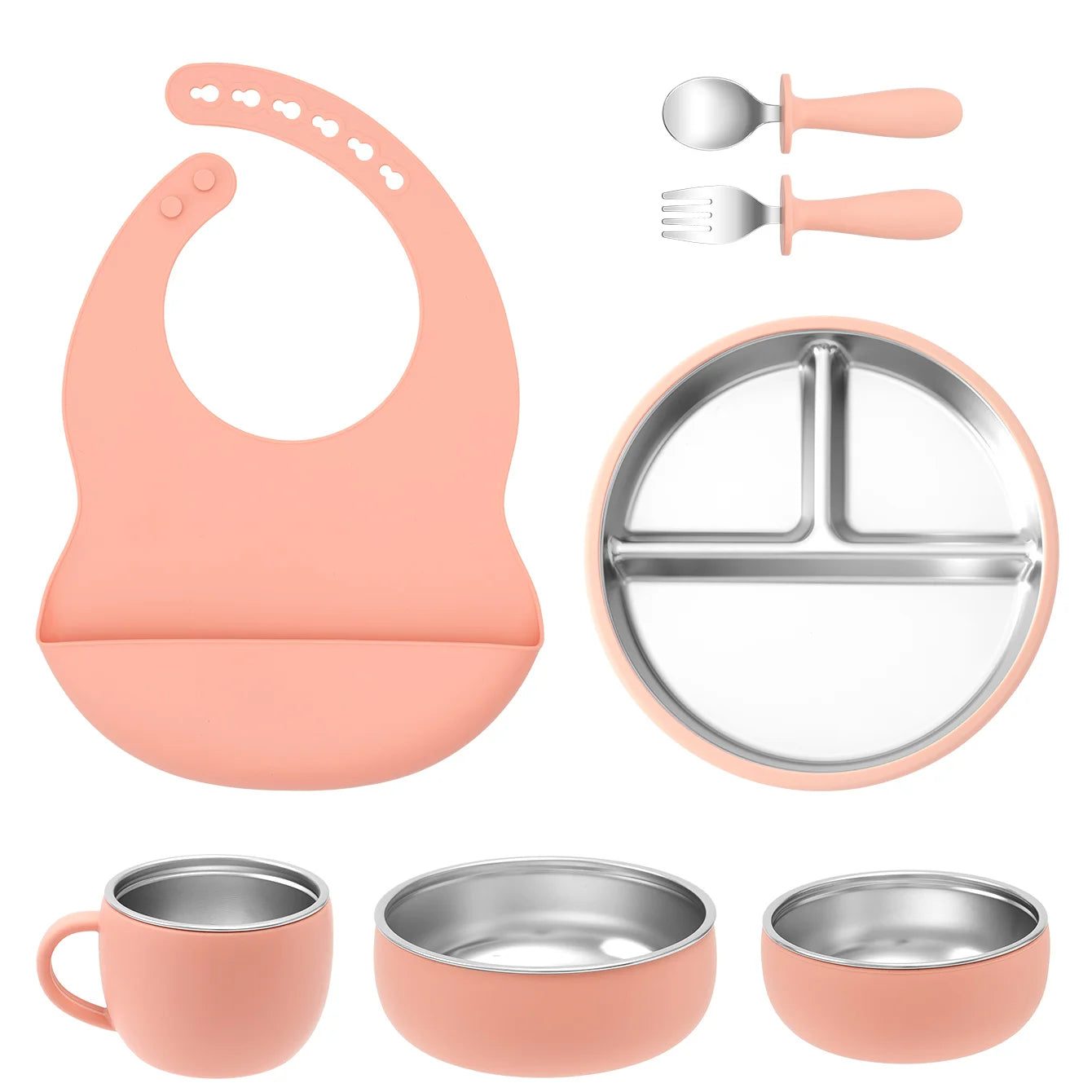 Set d'alimentation 7 pièces  (acier inoxydable et Silicone)